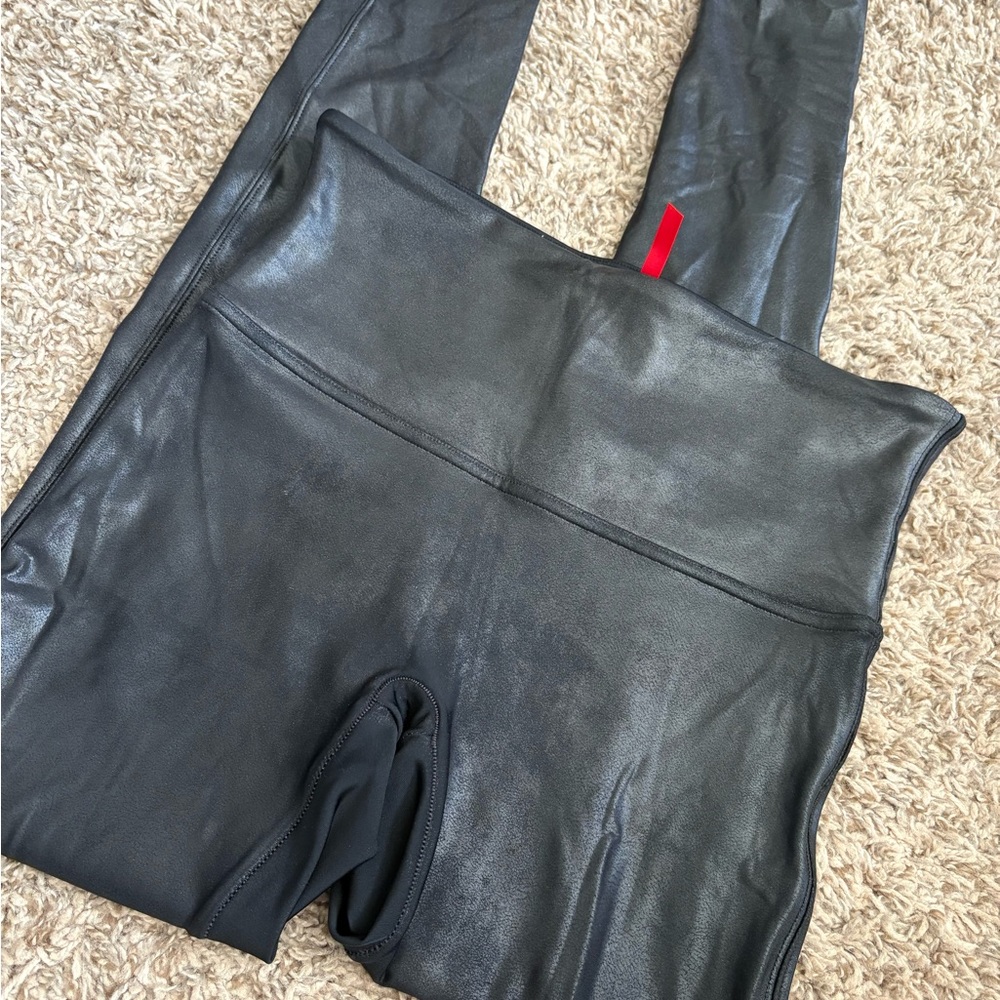 SPANX Charcoal Faux Leather Leggings
